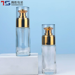 厂家30ml粉底液瓶 圆形原液瓶遮瑕BB霜瓶子按压 乳液玻璃瓶分装瓶