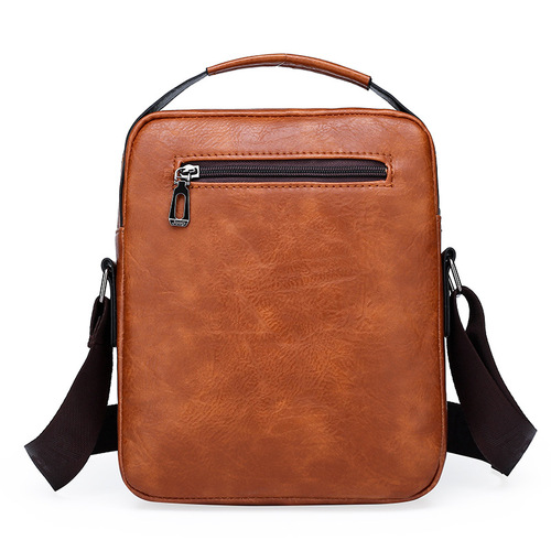  New Men's Crossbody Bag Fashion PU Leather Retro Large Capacity Shoulder Bag Men's Handbag Travel Backpack