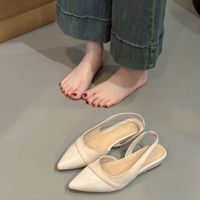 Французские остроконечные сандалии Баотоу женские 2025 лето новые нежные после пустых и неглубоких туфель