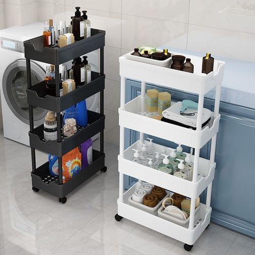 Trolley storage rack floor-standing toilet bathroom sandwich storage rack bathroom bedroom multi-layer removable storage rack