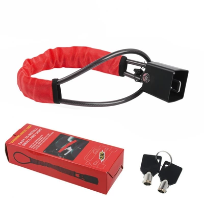 Car lock | buckle lock universal anti-theft lock - red-steel-wire-rope-with-black-edges-cylindrical-tooth-key