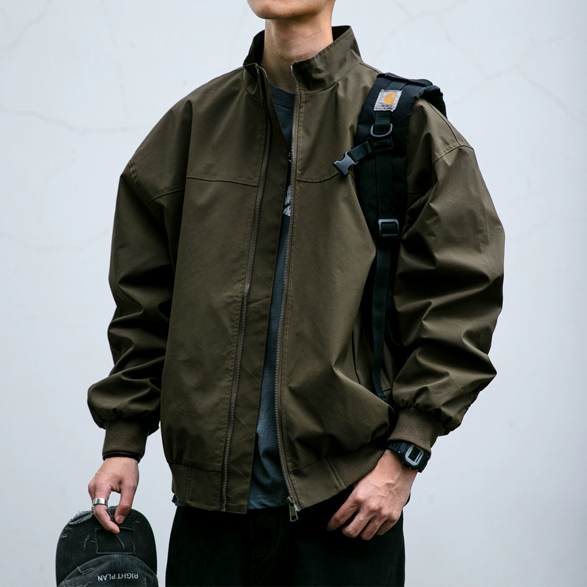 Модная мужская куртка-тренер с тройной защитой из тефлона в американском стиле, модная короткая ветровка для весны и осени на открытом воздухе, модная летная куртка