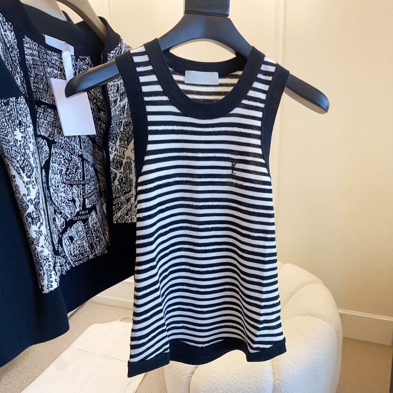 Non-Market Goods~Shenzhen Nanyou High-End European-Style Women's Clothing Black and White Striped Slim-Fit Slimming Tank Top for Summer Non-Market Goods~Shenzhen Nanyou High-End European-Style Women's Clothing Black and White Striped Slim-Fit Slimming Tank Top for Summer