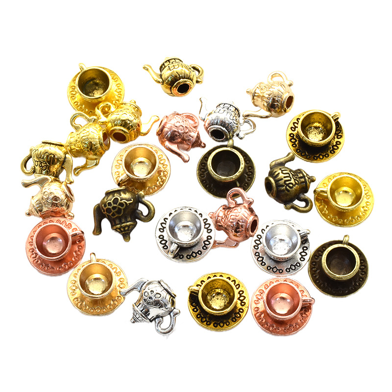 DIY accesorios de la joyería aleación vendimia hervidor taza café colgante Amazon Venta caliente