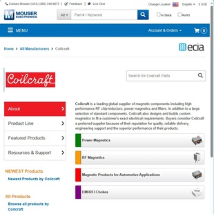 Coilcraft��ˇ늸� Mouser�Q�����Ԫ���������ُ����HK��ꑽ�؛