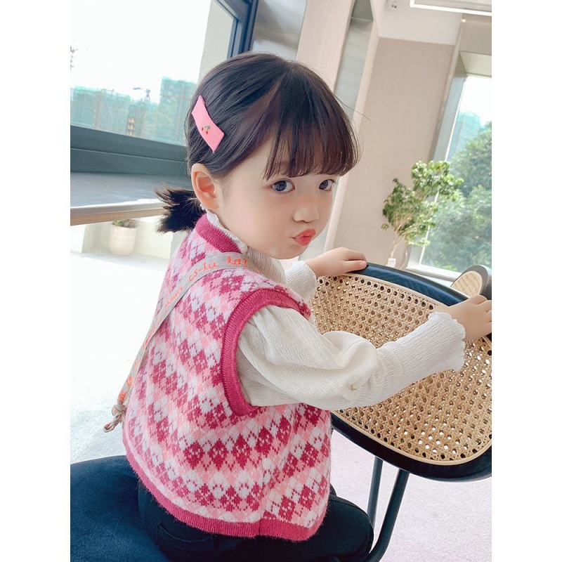 Niñas suéter chaleco 2023 primavera y otoño nuevo estilo occidental de los niños punto bebé retro jacquard cardigan top