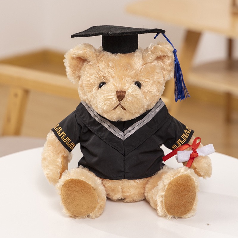 Graduation Doctor Bear Puppy se puede imprimir logotipo maestro de licenciatura Teddy Bear muñeca regalo de graduación