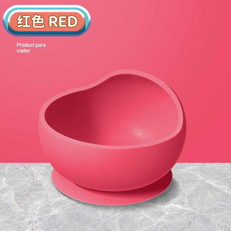 [애플 레드] 풀 실리콘 흡착컵 보울
