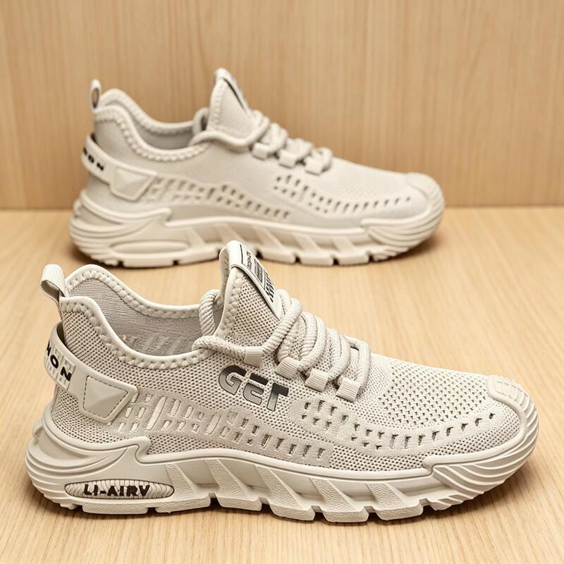 Summer Fly-Woven Mesh Breathable Casual Shoes, Sports Shoes for Men, 2026 Lace-Up Soft-Soled Outdoor Shoes, Soft-Soled Running Shoes for Men