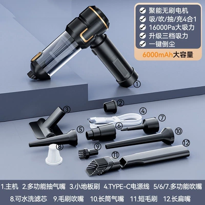 with dual-function suction and blowing, Tozsoranlar - 6708-black-goldbrushless-vacuum-cleanerremovable-battery-18000pa