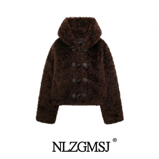 2024 autumn new women's European and American style rope knot buckle fur effect short coat coat 4391854