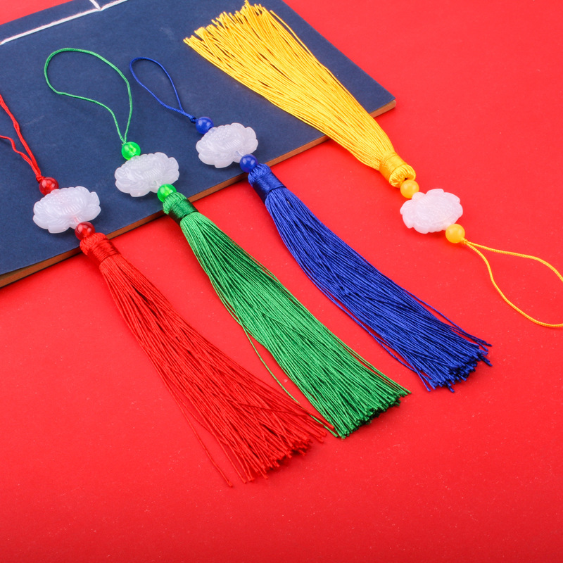 Double-Sided White Jade Lotus Tassels, Cheongsam, Han Dynasty, Pressed Placket, Flute, Palace Curtain Hangings, Kunlun Fan Hanging Tassels