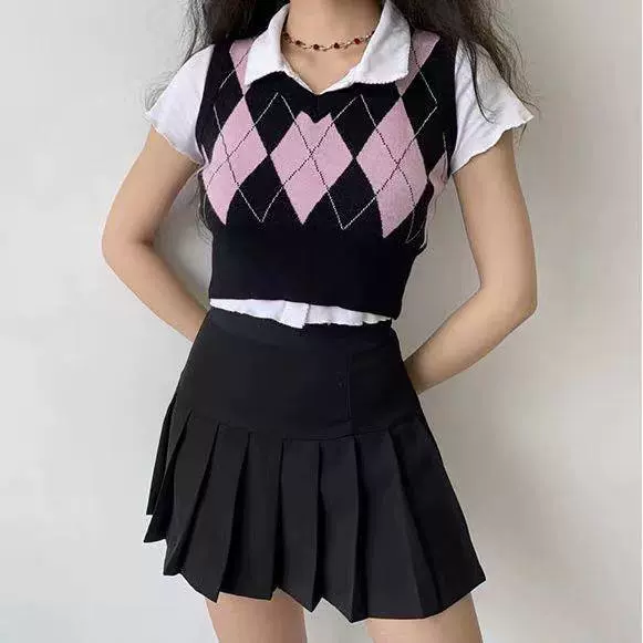 马甲宽松无袖背心针织女休闲2025新款网红个性炸街款夏季薄款菱格