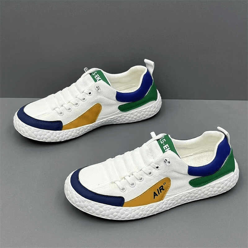 Zapatos de hombre verano nuevo color de contraste de malla respirable zapatos casuales para hombres con un pedazo suave zapatos de skate cómodo ligero al por mayor