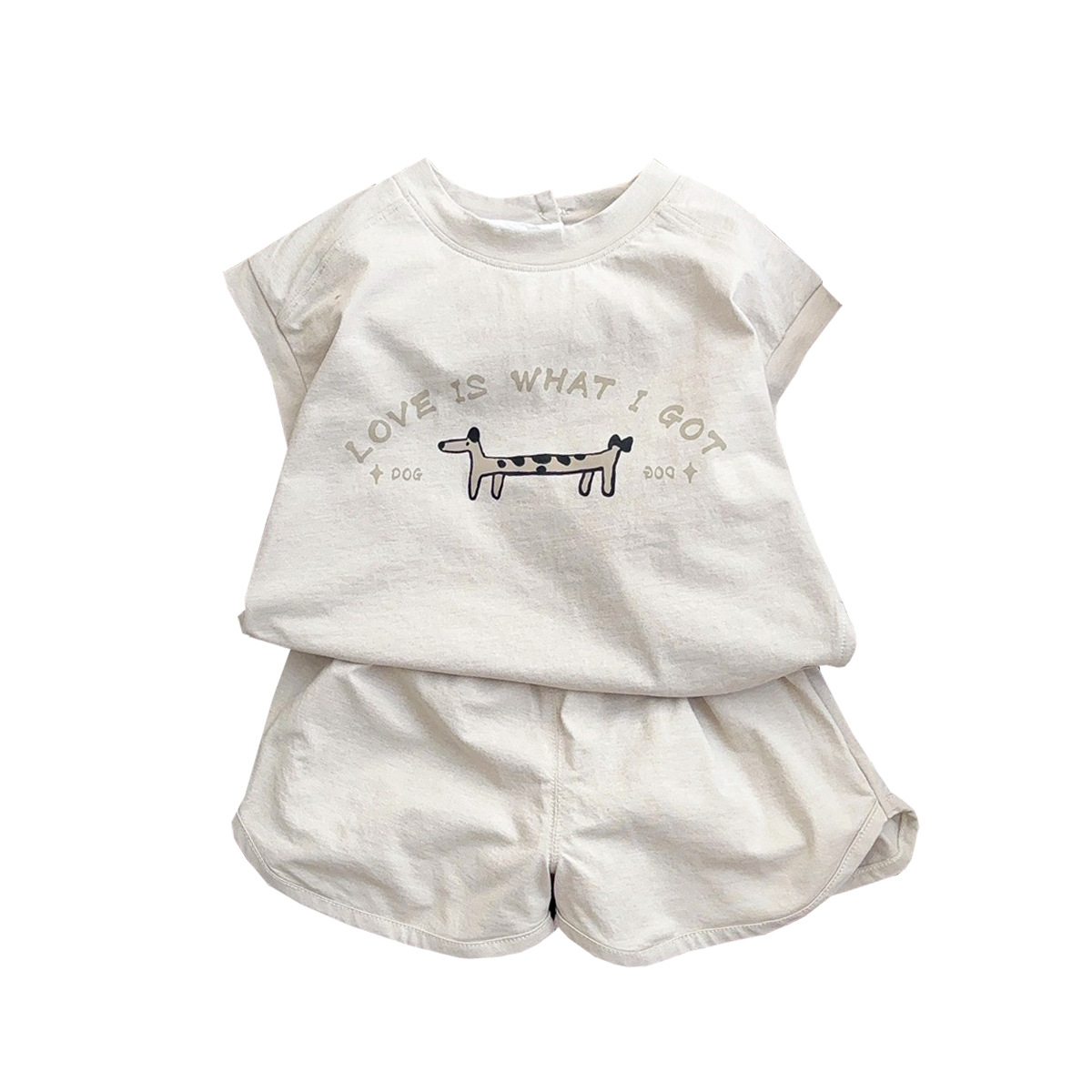 Baby Puppy Print Versión coreana sin mangas de verano recién nacido Pantalones cortos de estilo occidental Baby A Thin Summer Traje de dos piezas