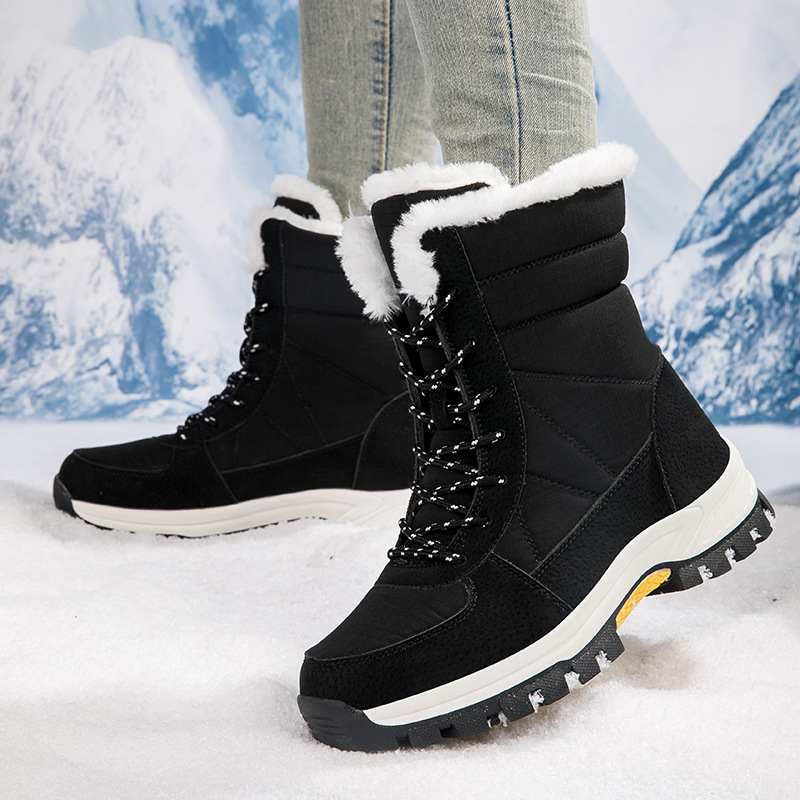 Botas de nieve de invierno para mujeres, nuevos zapatos de algodón del noreste, impermeables, antideslizantes, esquí al aire libre, botas de cilindro medio a prueba de frío image 5