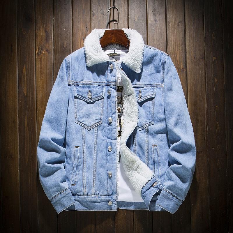 Lamb Wool Denim Cotton Coat for Men, Fleece-Lined and Thickened Winter Jacket, Korean Style Trendy Loose Cotton Clothing, Ins Hong Kong Style Winter Wear Lamb Wool Denim Cotton Coat for Men, Fleece-Lined and Thickened Winter Jacket, Korean Style Trendy Loose Cotton Clothing, Ins Hong Kong Style Winter Wear