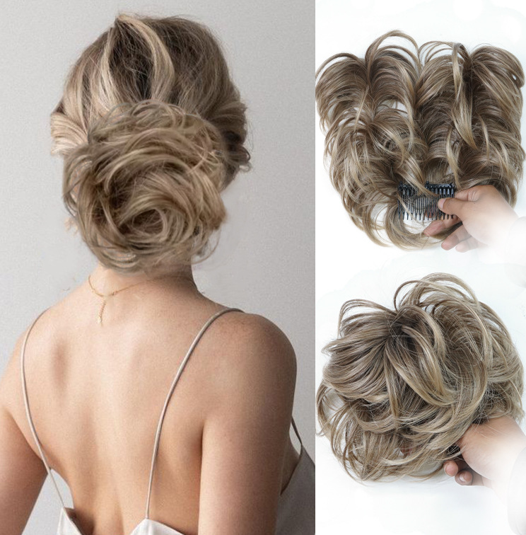 Vente en gros de nouvelles pièces de perruque en fibres chimiques européennes et américaines transfrontalières, chignon de volant en soie à haute température,_voghion.com