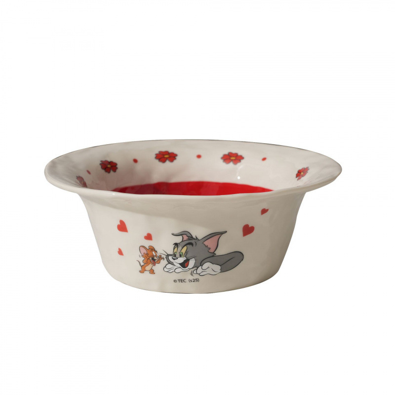 Gato y ratón dibujos animados lindo tazón y platos combinación casera de alta cara cubierta de platos de fiesta caja de regalo