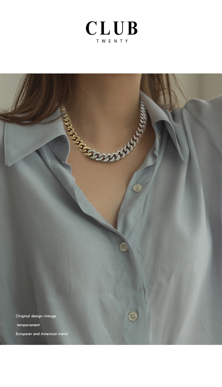 63g Weight Chain Necklace Classification Unisex Brass Cuban Link Chain Curb Chain Geometric Chain Necklace Brass Jewelry