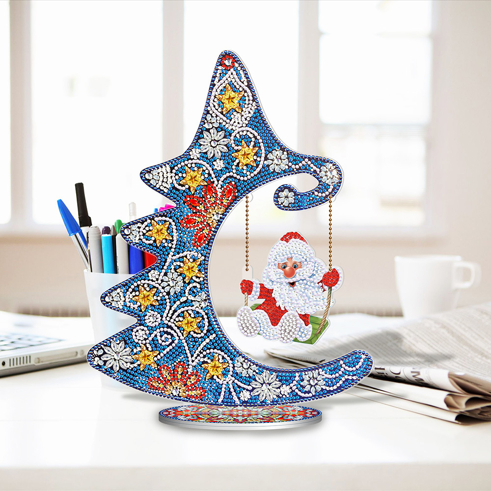 Pintura de diamantes transfronteriza DIY brillante forma de 5D decoración de escritorio de Navidad pintura de diamantes