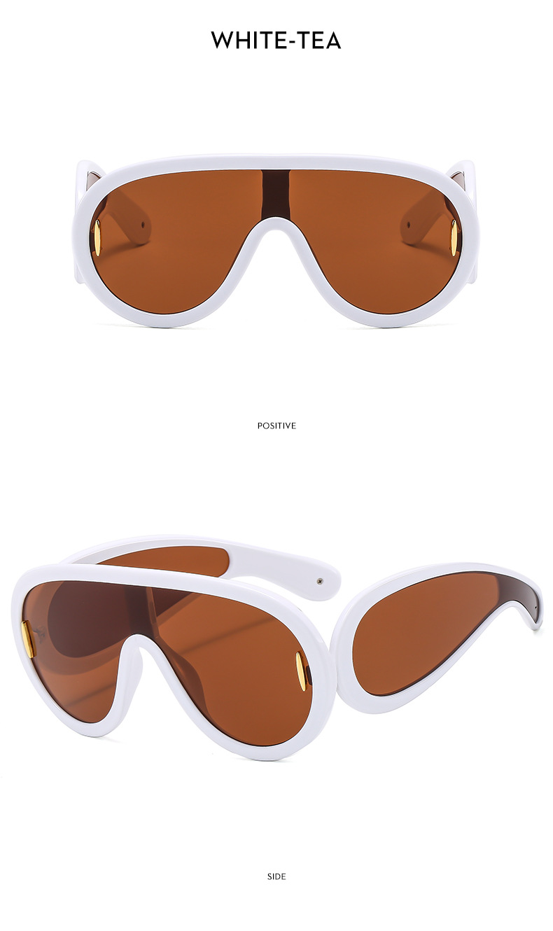 New large frame integrated lens fashionable punk futuristic sunglasses, ins sunglasses_voghion.com