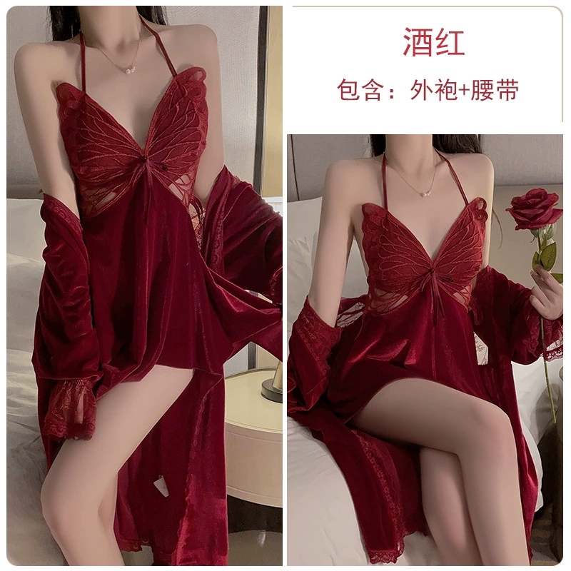 Горм Sexy underwear, бархатные бюстгальтеры, пижама, набор, V-образный вырез