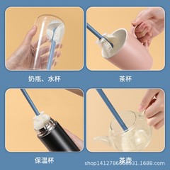 Silicone bottle brush for household, long-handled bottle cleaner with foldable brush head, multi-functional milk bottle cleaning tool