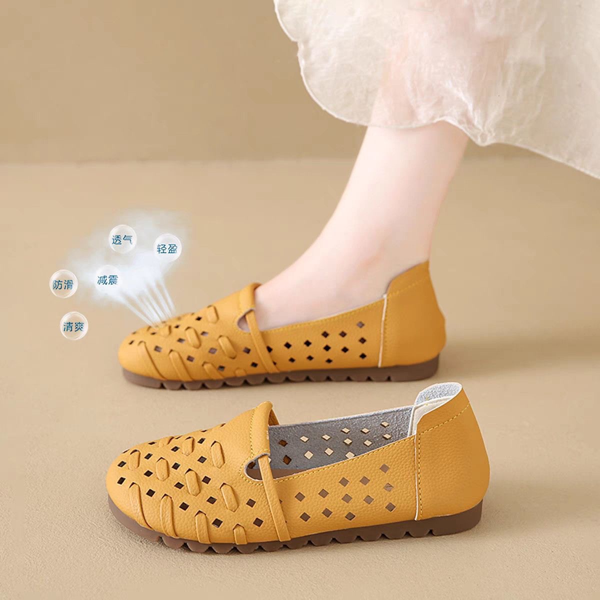 Soft Sole Soft Surface Cut Out Mom Shoes 2025 Summer New Style Comfortable Woven Fabric Casual Sandals Clogs for Women
