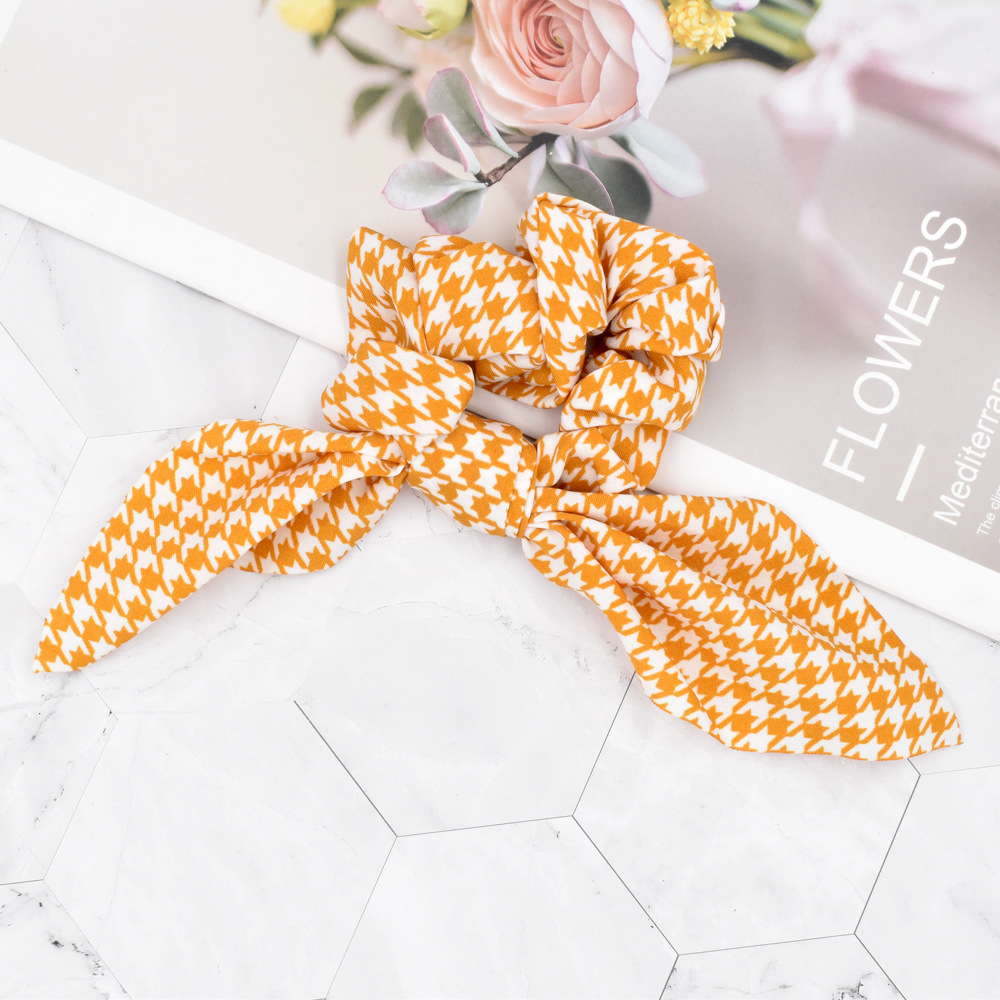 Fashion Houndstooth Ribbon Hair Scrunchies display picture 4