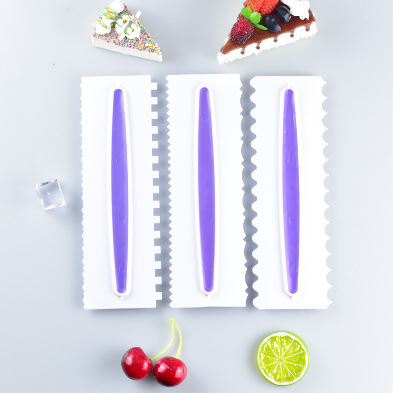 3款奶油刮板梳子塑料刮板OPP简装 翻糖蛋糕围边造型装饰diy工具|ms