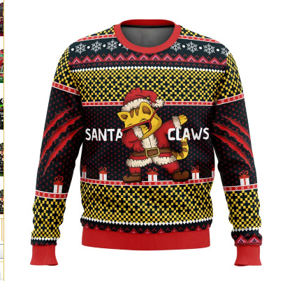 2024 venta caliente 3D impresión digital spot hombres casual todo-fósforo hombro de manga larga suéter suelto cuello redondo