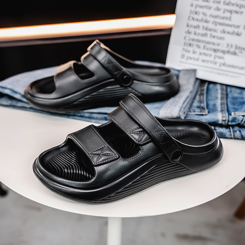 Sandalias y pantuflas para hombre verano transfronterizo ligero EVA pisando la mierda sandalias nacionales de moda de alta gama punta abierta de dos manos Slipper