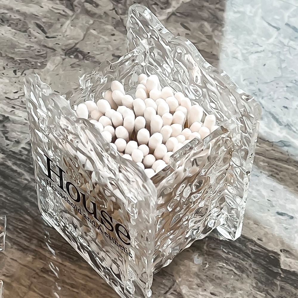 Caja de algodón de patrón glacial, alto valor facial, tambor de palillos de dientes, caja de almacenamiento de algodón de lujo ligero, caja de hilo dental de lujo ligero con cubierta creativa