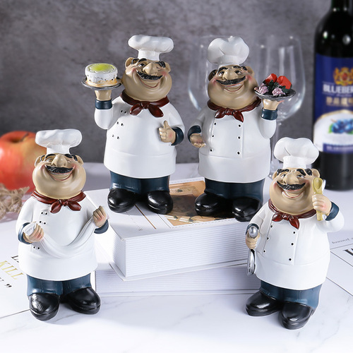 European-style chef figurine paper towel holder red wine rack message board creative restaurant kitchen bakery cafe decor