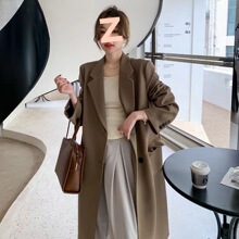 2025春秋季韩版长款西装外套女休闲西服宽松显瘦气质过膝风衣大衣