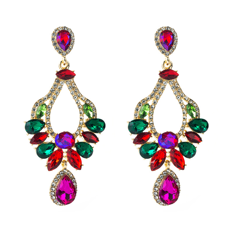 Diamond Craft Fashion Geometric Diamond Alloy Artificial Gemstones Earrings