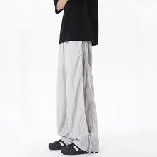 春秋季网格设计男女同款户外透气宽松美式速干直筒运动阔腿休闲裤