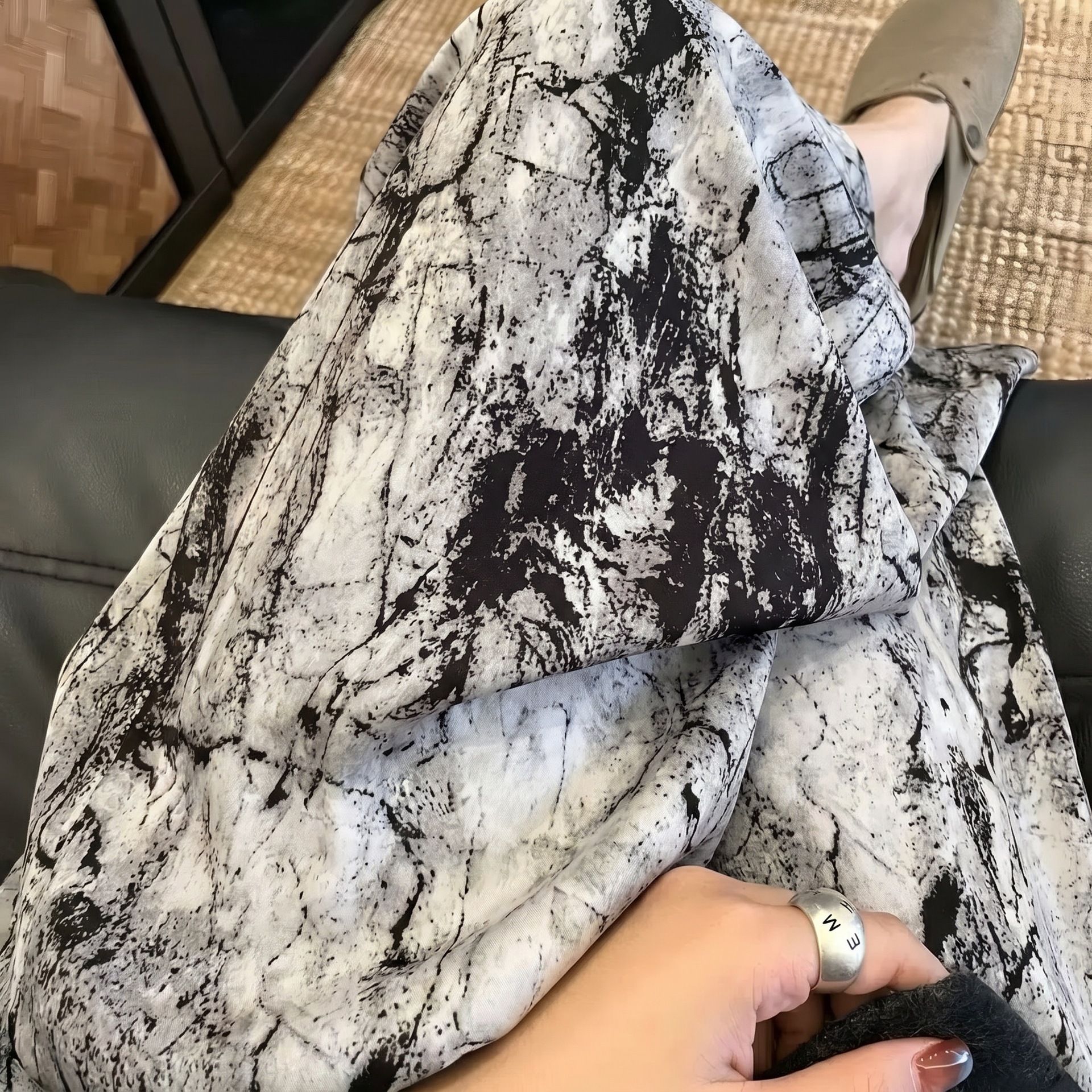 棉绸睡裤女夏季新款加大码家居裤可外穿人造棉防蚊裤薄款碎花长裤
