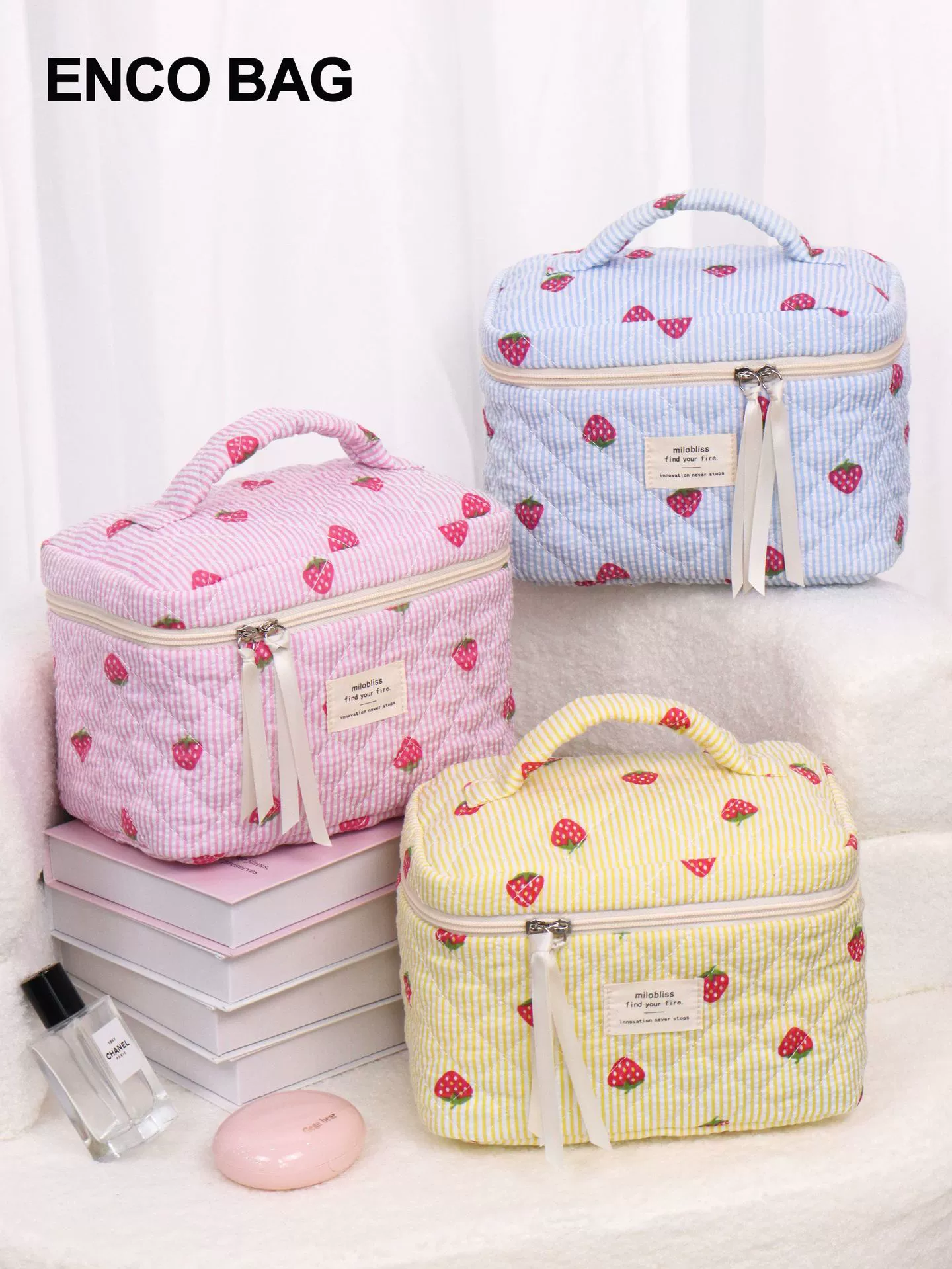 Косметичка, клубника, вместительный organizer bag, карманная милая небольшая клатче, (Cross-border торговля)