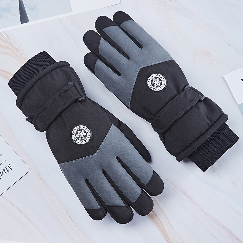 Guantes de esquí de invierno Ciclismo hombres y mujeres al aire libre cálido a prueba de viento impermeable pantalla táctil forrada de lana engrosada par guantes al por mayor