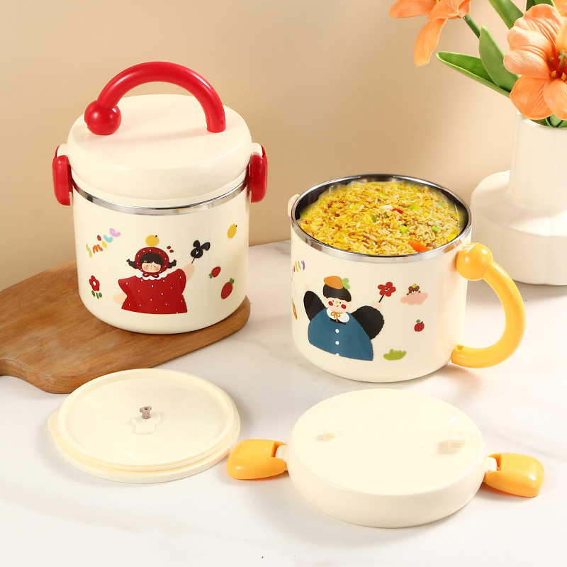 Multifunctional Thermal Insulation Bucket for Boys and Girls 304 Stainless Steel Large Capacity Lunch Bucket for Office Workers and Students 1200ml