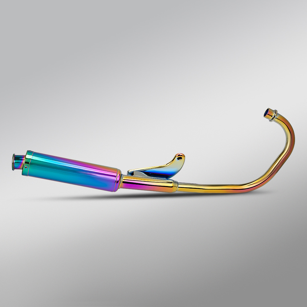 Motorcycle Cg125 Modification Stainless Steel Front Exhaust Pipe and Rear Exhaust Pipe, Colorful Full-Length Exhaust Pipe with Non-Destructive Installation