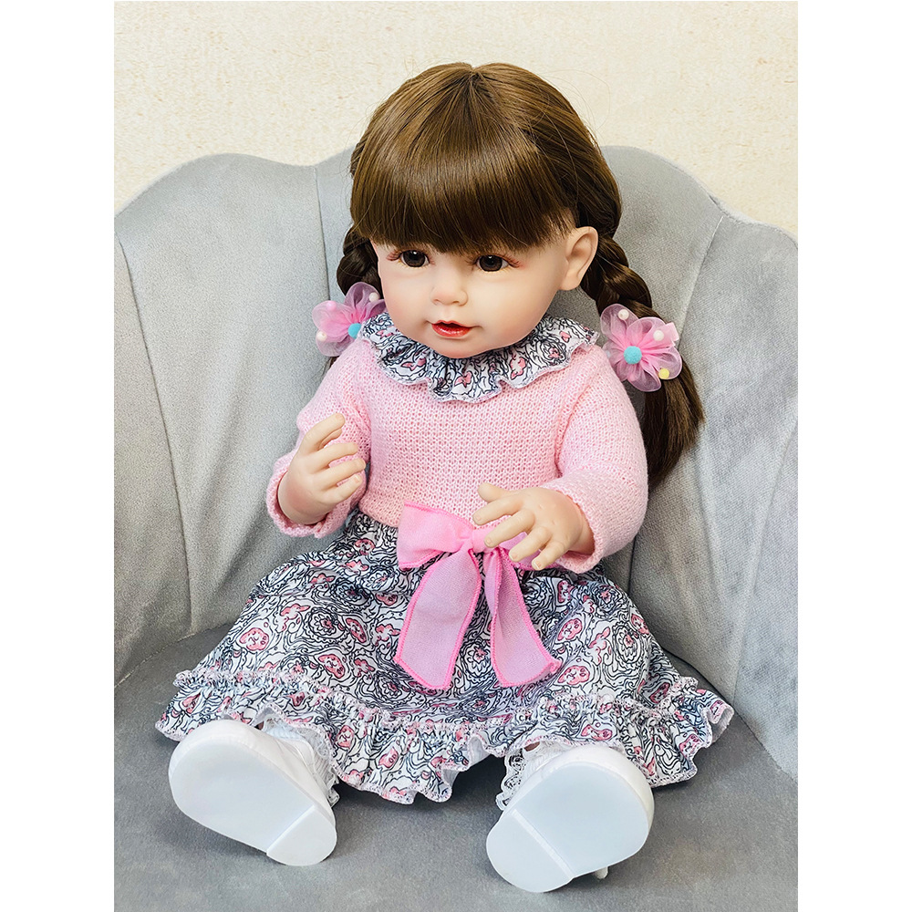 Nueva 55cm simulación bebé reborn muñeca juguete transfronterizo muñeca llena de vinilo TikTok entrega de una pieza