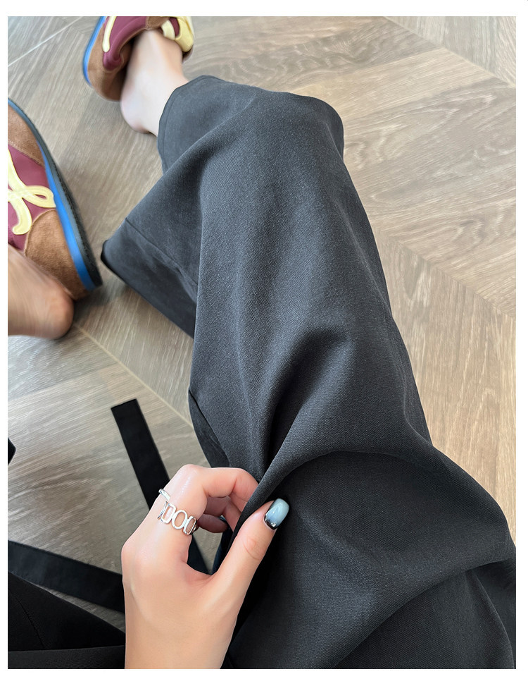 Quần culottes nữ ống rộng cạp cao suông rủ dáng dài 9 phân chất liệu lụa mát mùa hè — màu đen chi tiết 26