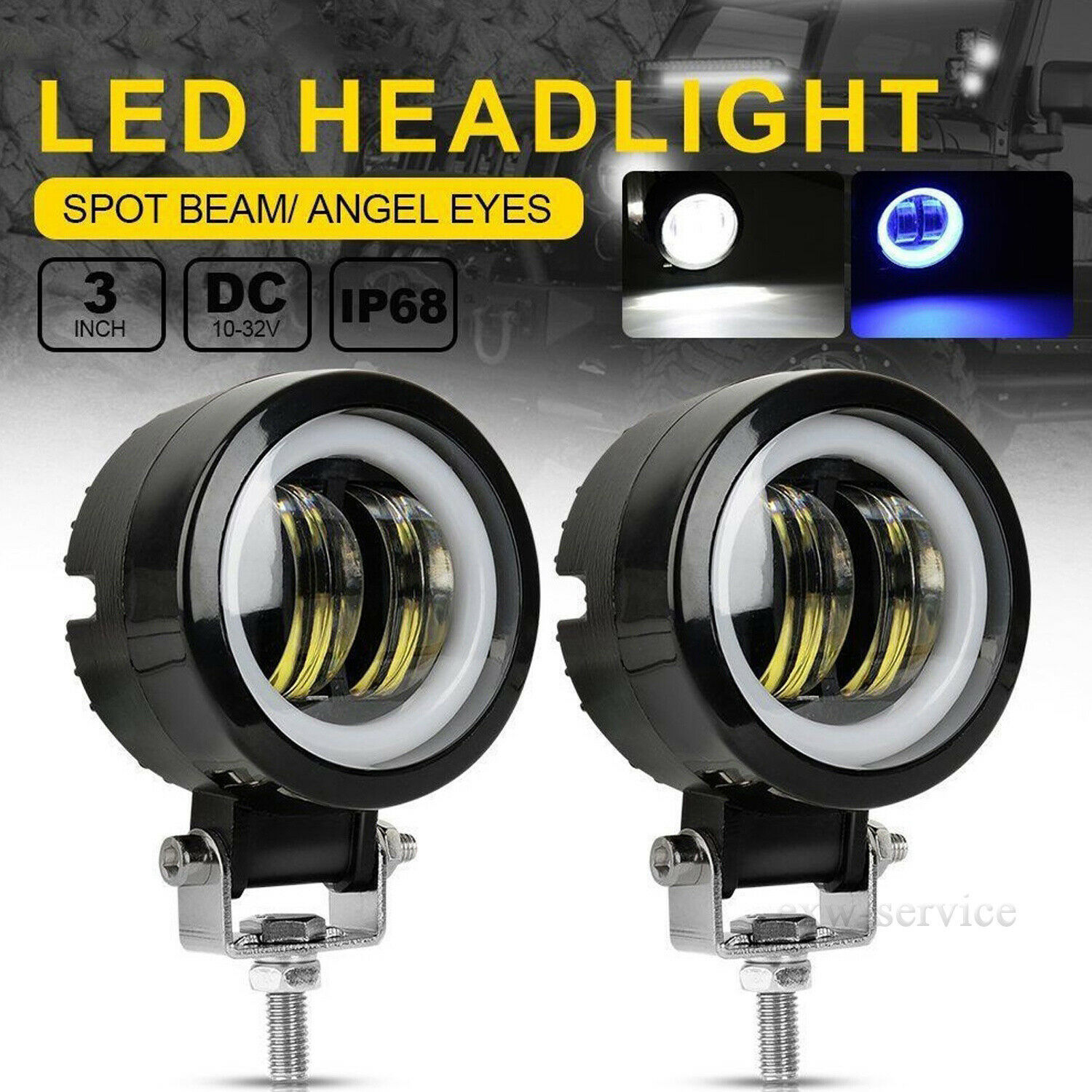 Transfronterizos para automóviles LED 20w lámpara de niebla con apertura ángel ojo vehículo todoterreno reparación de motocicleta 3 pulgadas image 1