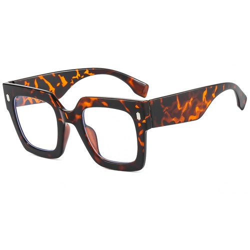 Amazon new square large frame European and American style decorative eyeglass frames for women, internet celebrity street photography, personalized anti-blue light plain glasses