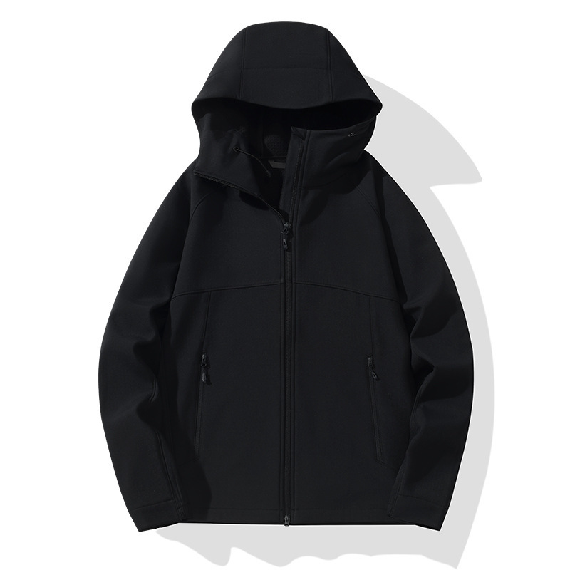 秋冬季新款户外运动情侣款登山服软壳连帽风衣夹克加绒外套男冲锋|undefined