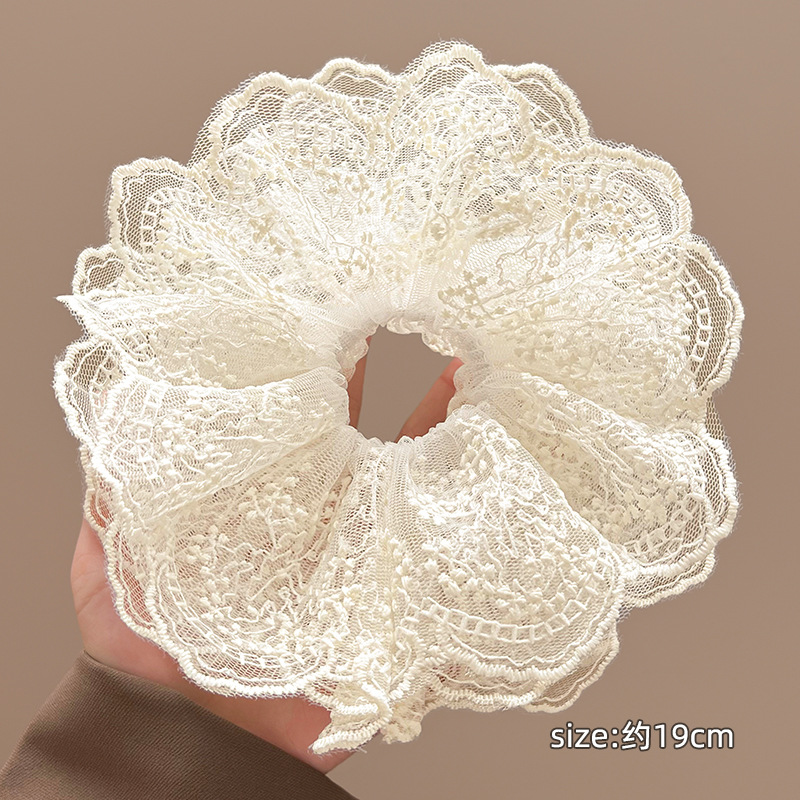 Encaje retro francés, diadema de intestino grueso, mujer 2025, nuevo estilo, cuerda para el cabello, banda de goma, lazo, dulce cuerda para el cabello, accesorios para el cabello