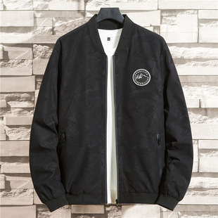 Fat men's spring and autumn plus fat plus loose and versatile windproof casual jacket fashionable trendy baseball collar jacket